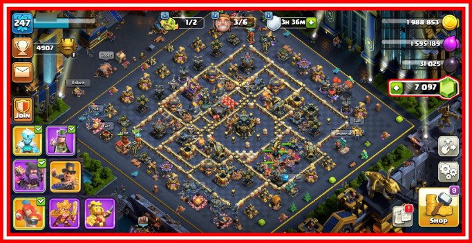🤯TH17 90% Maxed🔥Ready For TH18🔥7100 Gems✨️8 Premium Scenerys✨️10 Epic Equipments Almost Maxed✨️5 Epic Equipments Level 26🔥4 Maxed Heroes